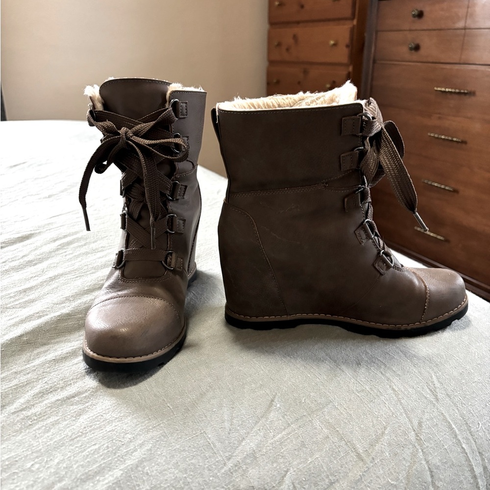 Grey Wedge Boots